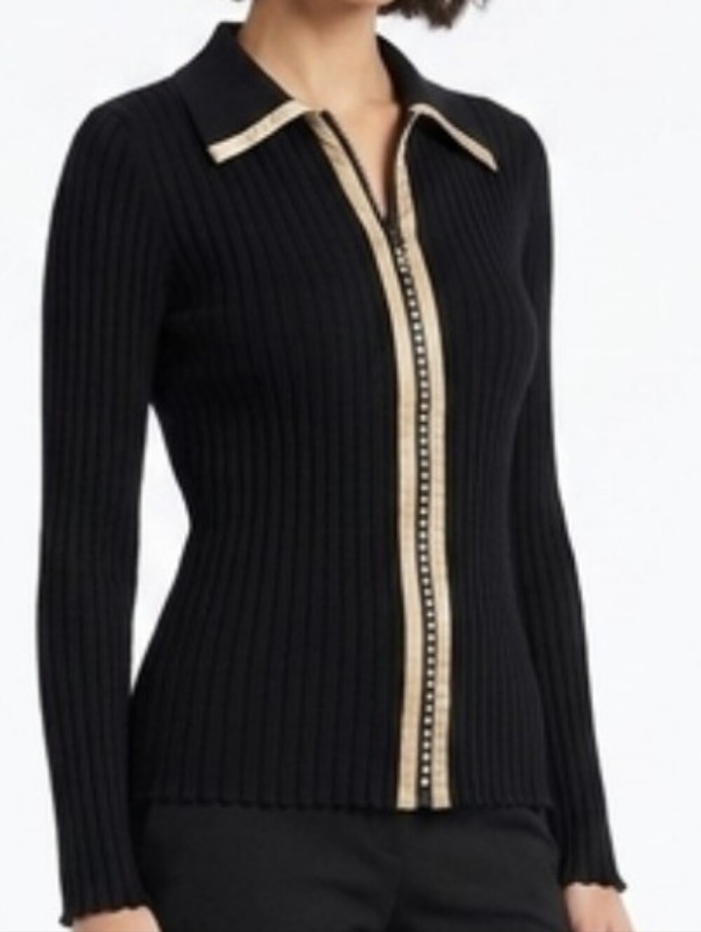 Vintage Baldinini Ribbed Zip-Up Jacket with Rhinestones – Size M